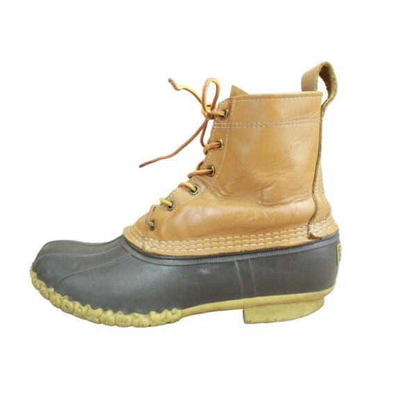 LL Bean Unlined Brown Leather Waterproof Bean Boots Size 9 M - Picture 1 of 10